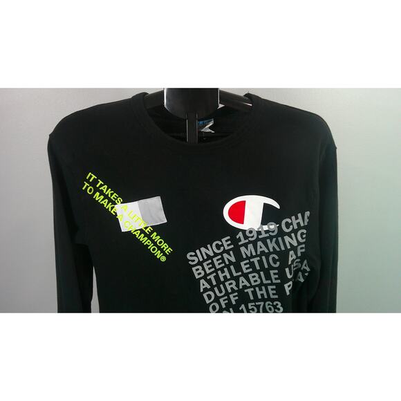 Champion Men's Long Sleeve Black T-shirt Medium - Picture 2 of 6